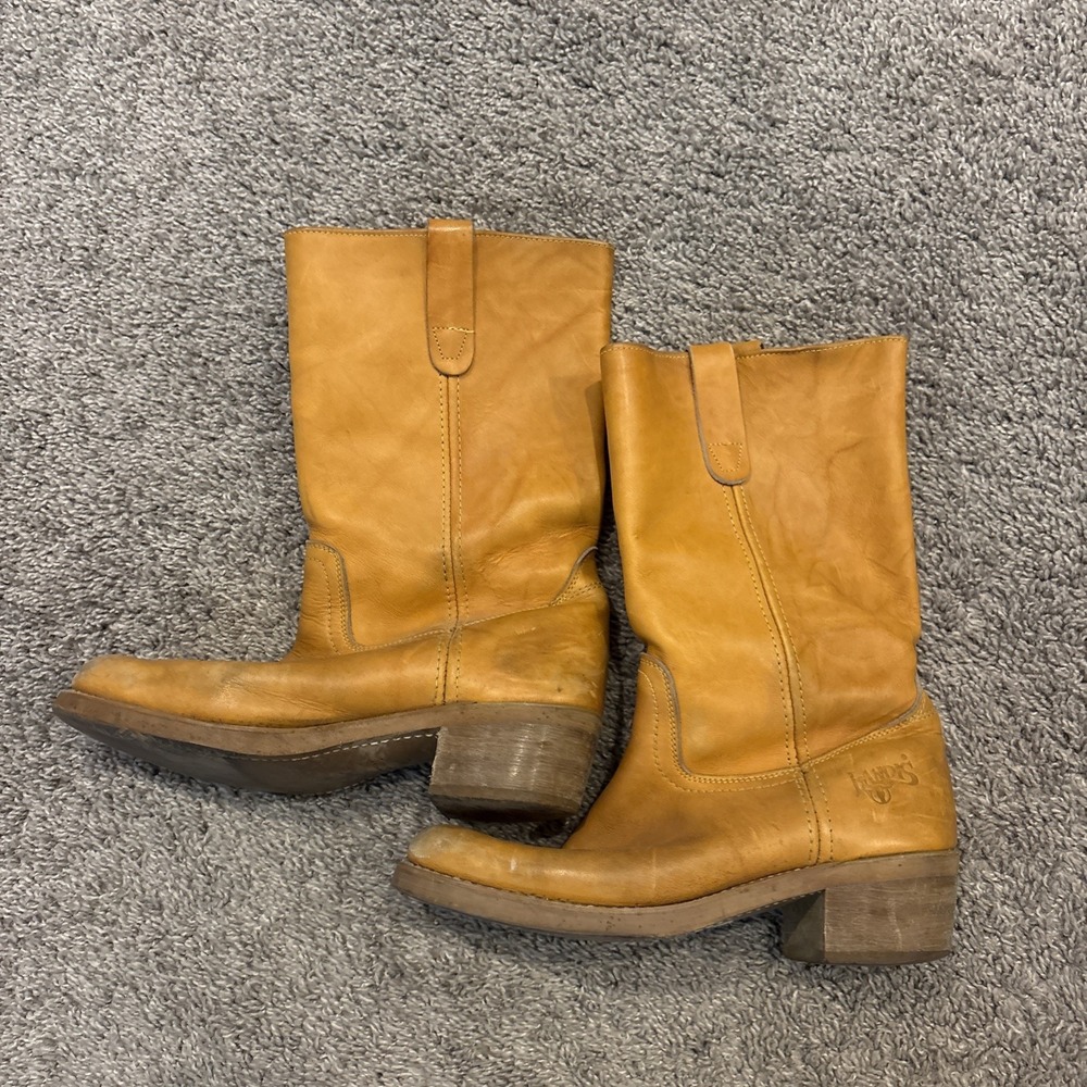 70s BILTRITE LANDIS COLORADO Mens Vintage Tan Leather Campus Pull On Boots 9D